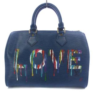 LOUIS VUITTON エピ スピーディ25 ボストンバッグ ミニ ハンドバッグ ペイント レザー 青