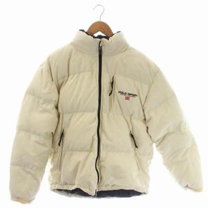 ラルフローレン ダウンジャケット アウター フード収納 ジップアップ M アイボリー