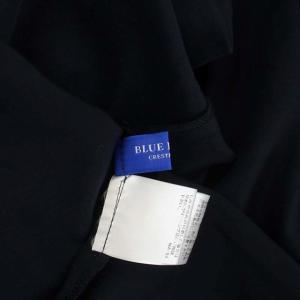 BLUE LABEL CRESTBRIDGE ワンピース フロントボタン 七分袖 フレア ギャザー ロング Vネック 36 紺 ネイビー