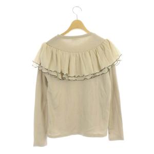 LANVIN en Bleu 楊柳フリルリブカットソー ニット 長袖 38 ベージュ