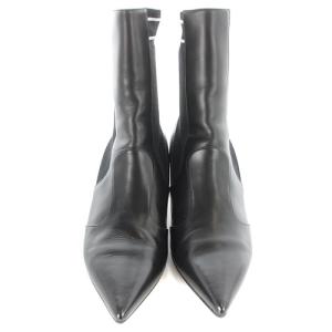 FENDI ロココ ソックスブーツ ショート 切替 レザー ピンヒール 38 25cm ブラック