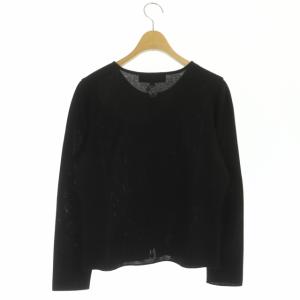 M'S GRACY ニット カーディガン ジャケット 長袖 ダブルジップ リボン クルーネック 40 黒 ブラック