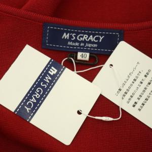M'S GRACY ニット カーディガン ジャケット 長袖 ダブルジップ リボン クルーネック 40 赤 レッド