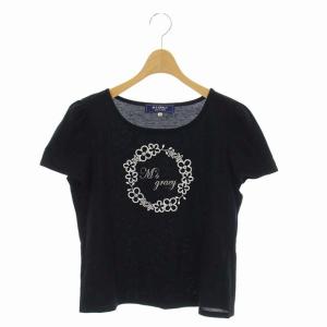 SpanglexEmbroidery Tshirt  カットソー Tシャツ 半袖 スパンコール 刺繍 ラウンドネック 40