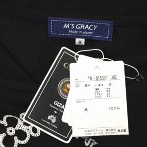 M'S GRACY SpanglexEmbroidery Tshirt  カットソー Tシャツ 半袖 スパンコール 刺繍 ラウンドネック 40