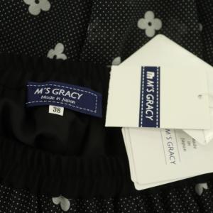M'S GRACY 21年 ギャザースカート フレア ロング ミモレ 花柄 ドット 38 黒 白 ブラック ホワイト