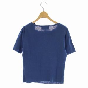 M'S GRACY ニット カットソー 半袖 プルオーバー グログランリボンクルーネック 40 紺 ネイビー