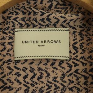 UNITED ARROWS 総柄プリントボウタイブラウス シャツ 長袖 ピンク 紺 ネイビー