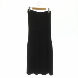 UNITED ARROWS C/SI リブ マーメード ニットスカート ロング シルク混 36 黒 ブラック