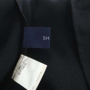 SHIPS リネンライク ノーカラージャケット 38 紺 ネイビー