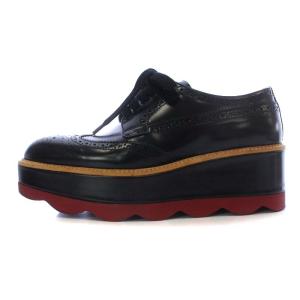 プラットフォームシューズ ウイングチップ レースアップ 厚底 レザー 21.5cm ブラック