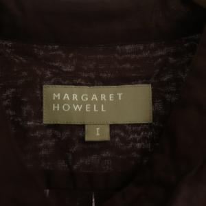 MARGARET HOWELL 22AW PIECE DYED WASHED COTTON シャツ 長袖 バンドカラー 前開き 1 茶色 ブラウン