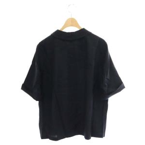 MARGARET HOWELL PLAIN COTTON FLANNEL シャツ 五分袖 比翼ボタン 1 黒 ブラック