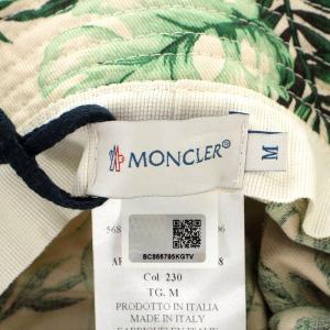 MONCLER バケットハット ボタニカル柄 キャンバス 緑 グリーン 白 ホワイト SH