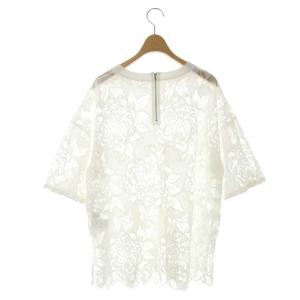 Grace Class 21AW ローズレーストップ ブラウス カットソー 五分袖 36 白 ホワイト