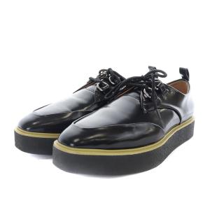 ローファー シューズ クレープソール パテント レザー スクエアトゥ 36 26cm 黒 ブラック