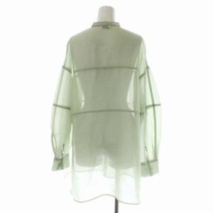 CLANE 21SS スウィッチシアーシャツ 長袖 ブラウス バンドカラー 2 ライトグリーン