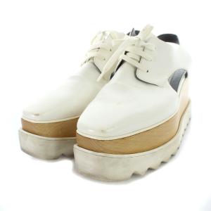 エリス シューズ ウッドソール プラットフォーム フェイクレザー 37 24cm 白 ホワイト