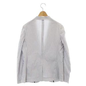 DRESSTERIOR ストライプテーラードジャケット 1B 薄手 コットン 38 ライトブルー 白 ホワイト
