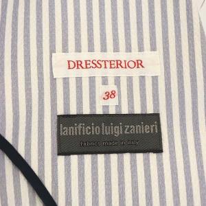 DRESSTERIOR ストライプテーラードジャケット 1B 薄手 コットン 38 ライトブルー 白 ホワイト