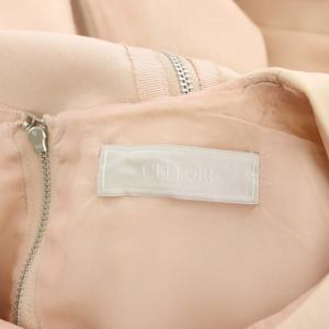 CELFORD ボリュームフレアワンピース ロング ノースリーブ ウール 36 ピンク