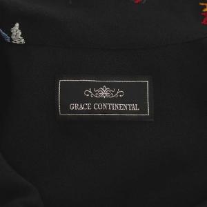 GRACE CONTINENTAL トバシフラワーワンピース ロング ティアード 刺繍 長袖 総柄 ボウタイ 38 黒 ブラック マルチカラー