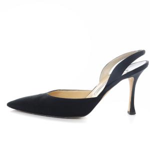 MANOLO BLAHNIK パンプス ポインテッドトゥ バックストラップ 38 25.0cm 黒 ブラック