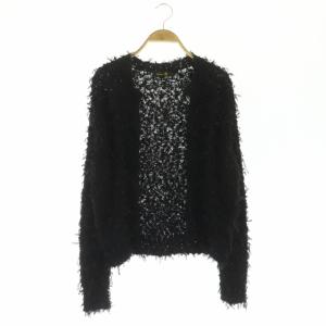 テープヤーンニットカーディガン 長袖 Vネック シルク混 2 濃紺 ダークネイビー