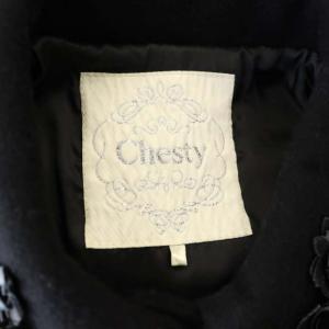 Chesty フラワーウールコート ステンカラー ロング アウター 0 黒 ブラック