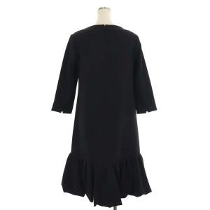 CELFORD ジャガードフレアワンピース 七分袖 ミモレ丈 ロング 36 黒 ブラック