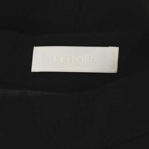 CELFORD ジャガードフレアワンピース 七分袖 ミモレ丈 ロング 36 黒 ブラック