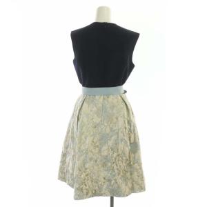 Chesty ウエスト切替ジャガードワンピース ノースリーブ ひざ丈 1 紺 ネイビー マルチカラー