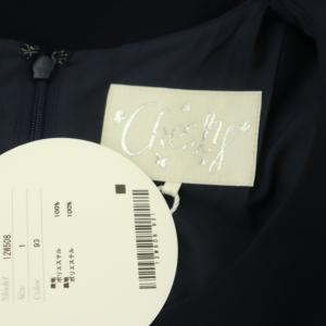 Chesty ウエスト切替ジャガードワンピース ノースリーブ ひざ丈 1 紺 ネイビー マルチカラー