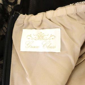 Grace Class ワンピース ひざ丈 ノースリーブ レース シルク 36 黒 ブラック