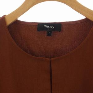 Theory 22SS ECOCRUNCH WASH SLIT FRONT SL ブラウス ノースリーブ プルオーバー リネン S 茶色