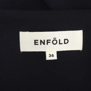 ENFOLD PEツイルストレッチスリットボートドレス ワンピース ロング アシンメトリー ノースリーブ ウール 36 濃紺 ダークネイビー