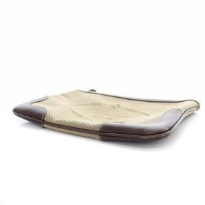 PRADA ポーチ 小物入れ レザー ロゴ キャンバス ベージュ 茶 ブラウン