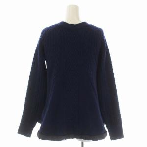 sacai luck ドローコード Vネックケーブルニットカーディガン 長袖 1 青 黒 ダークブルー ブラック