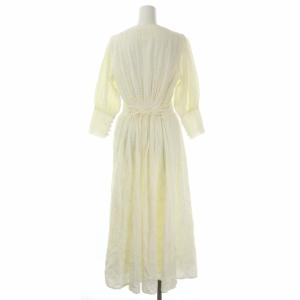 Ameri VINTAGE MEDI CRUMPLE COTTON LACE DRESS ワンピース レース ロング 七分袖 八分袖 フロントボタン Vネック