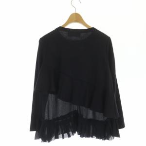 leur logette プチ petit 切替 アシンメトリーフリル カットソー 長袖 ウール 1 紺 ネイビー