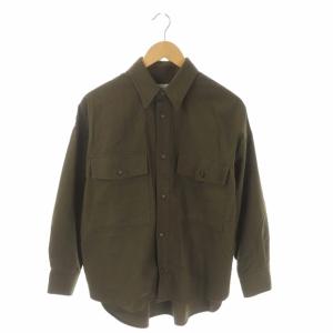 トウキョウ TOKYO バックプリントミリタリーシャツ 長袖 前開き コットン カーキ 白 ホワイト