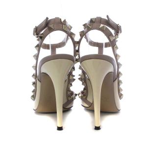 VALENTINO GARAVANI パンプス スタッズ アンクルストラップ パテントレザー バイカラー ベージュ TW2S0393