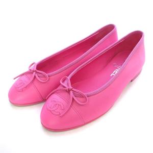 パンプス フラット ココマーク リボンモチーフ ラムスキン 23.5cm ピンク