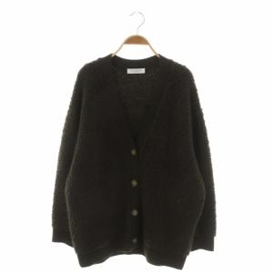 ループヤーンビッグ カーディガン ニット Vネック 長袖 ダークブラウン