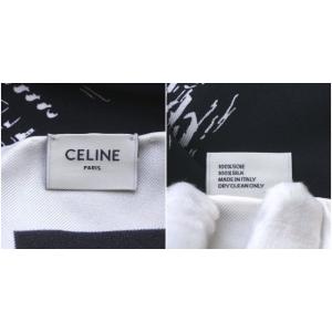CELINE モナコ monaco スカーフ バンダナ シルク 黒 ブラック 白 ホワイト