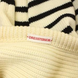 DRESSTERIOR ボーダー柄ニット セーター 長袖 ウール 38 アイボリー 黒 ブラック