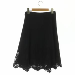 ADORE フレアスカート 裾レース ひざ丈 38 黒 ブラック