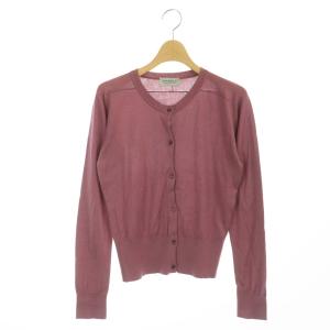 コットンクルーネックカーディガン ニット 長袖 S ピンク