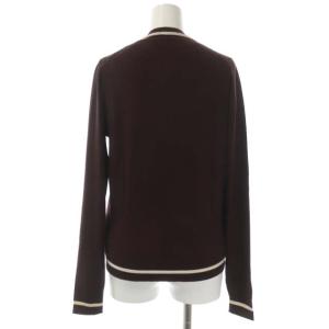 JOHN SMEDLEY ウールラインデザインアンサンブルニット カーディガン Vネック 長袖 カットソー ノースリーブ S ダークブラウン アイボリー