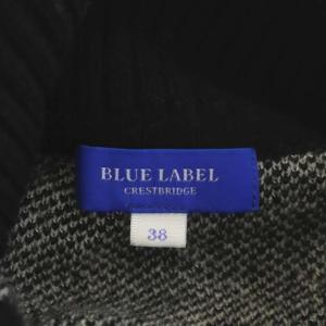 BLUE LABEL CRESTBRIDGE 千鳥格子 ニット ワンピース 長袖 ミニ ベルトリボン タートルネック 38 黒 白 ブラック ホワイト
